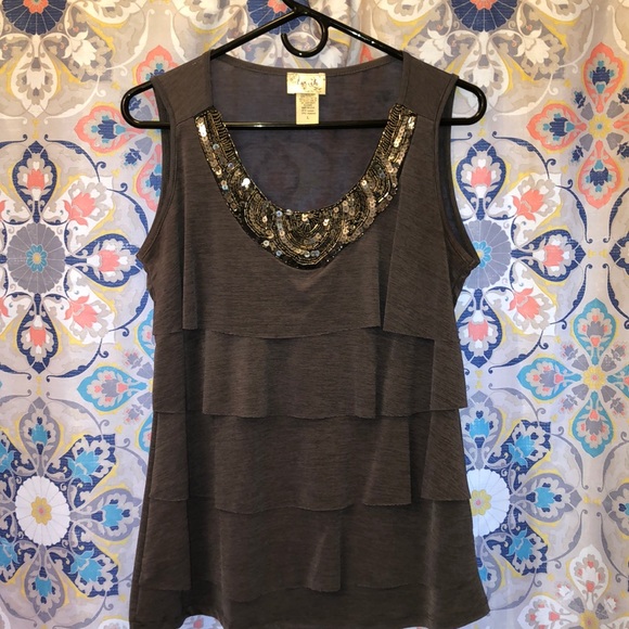 Beaded Ruffle Top - Picture 1 of 2